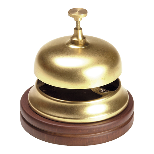 Sonnette de réception laiton + pied en bois